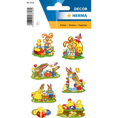 HERMA Stickers de Pâques DECOR 'Parade de lapins', brillant