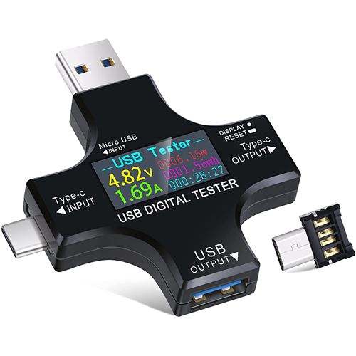 Acheter Testeur USB 10 en 1, voltmètre, compteur de tension, batterie  externe, détecteur de chargeur USB