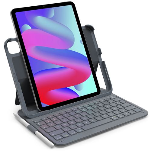 INATECK Etui avec clavier pour iPad 11 A16 / iPad 10, Air 6/5/4, Pro 11"", AZERTY, clavier ultra l&eacute;ger avec porte-stylo, Gris