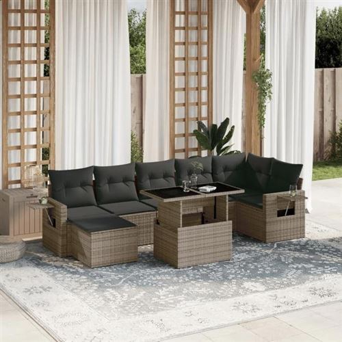 Vidaxl Gris Ensemble De Jardin 8 Pièces - Image 2