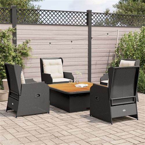 Non Communiqué Noir Salon De Jardin Vidaxl Resine Tressee 5 Pieces 110.0 X 110 X 71 Cm