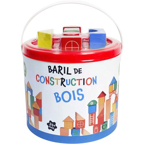 First Learning Beige Jeux De Construction Baril De Bois 60 Pièces - Image 2