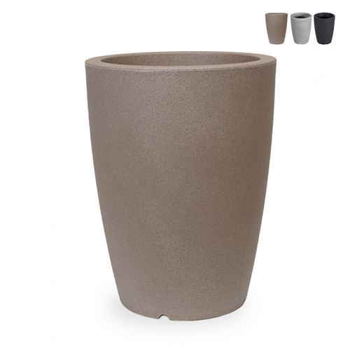 Vase Rond Haut Ø 36x50cm Jardinière Design Salon Jardin Terrasse Hydra, Couleur: Marron
