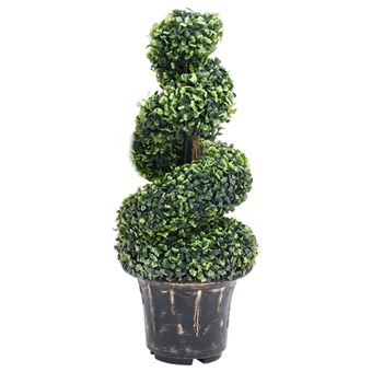 vidaXL Plante de buis artificiel en spirale avec pot Vert 89 cm - 1