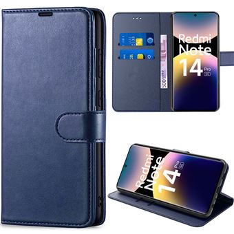 Coque pour Xiaomi Redmi Note 14 Pro 5G (pas pour 4G) Protection Anti-Rayures Effet Cuir Bleu Marine - BOOLING - 1