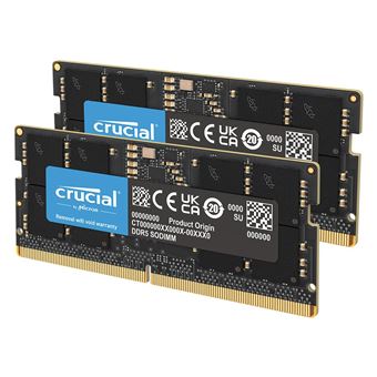 Crucial - DDR5 - pakket - 96 GB: 2 x 48 GB - SO DIMM 262-PIN - 5600 MHz / PC5-44800 - CL46 - 1.1 V - on-die ECC - zwart - 1