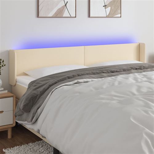 vidaXL Tête de lit à LED Crème 183x16x78/88 cm Tissu3122975