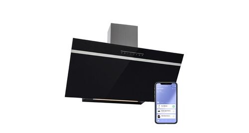 Hotte Aspirante - Hotte Décorative Murale - Contrôle Par Application - Extraction Ou Recyclage - Hotte Aspirante 90Cm - Led - Noir
