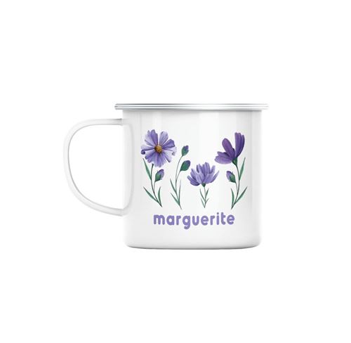 Mug en métal émaillé Marguerite violette fleurs