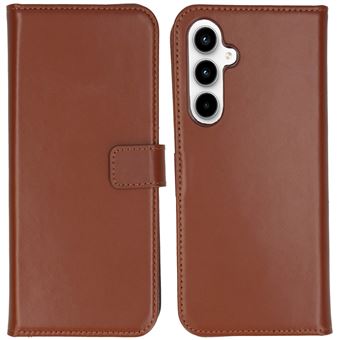 Selencia Étui portefeuille en cuir véritable pour Samsung Galaxy A55 - Marron clair - 1