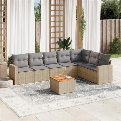 Non Communiqué Beige Salon De Jardin Modulable Vidaxl 8 Pieces 7 Personnes Resine Tressee 62 X 65.5 X 69 Cm