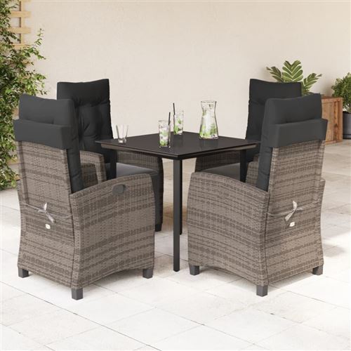 Non Communiqué Gris Vidaxl Ensemble À Manger De Jardin 5 Pcs Coussins Résine Tressée - Image 1