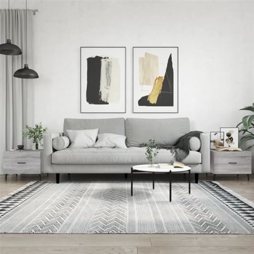 vidaXL - Table basse - Lot de 2 - Gris - 50x50x40 cm - Image 2