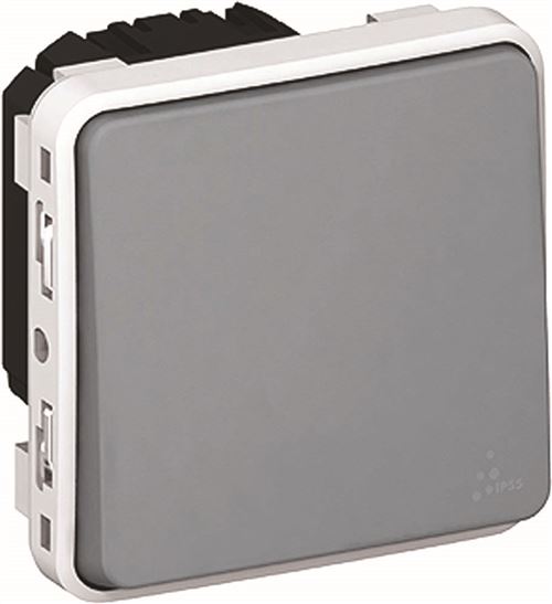 Legrand - Bouton poussoir lumineux 6A bascule inverseur saillie - Plexo - gris