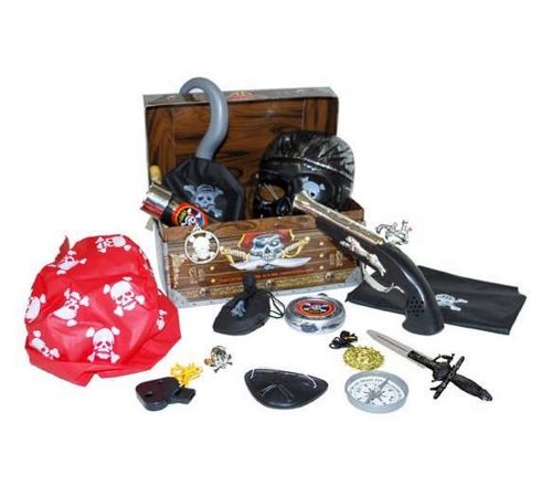 Coffret Pirate 16 Pcs Masque Pistolet Poignard Tete De Mort Deguisement