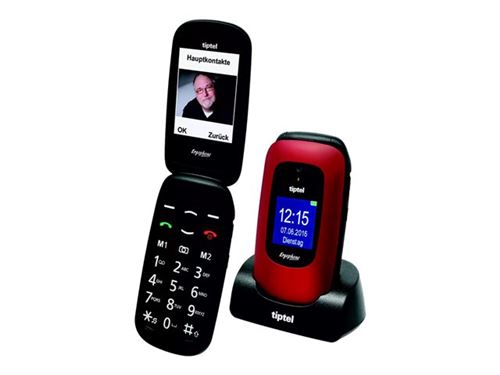 Tiptel Ergophone 6222 - Téléphone de service - microSD slot - 240 x 320 pixels - rear camera 2 MP - rouge