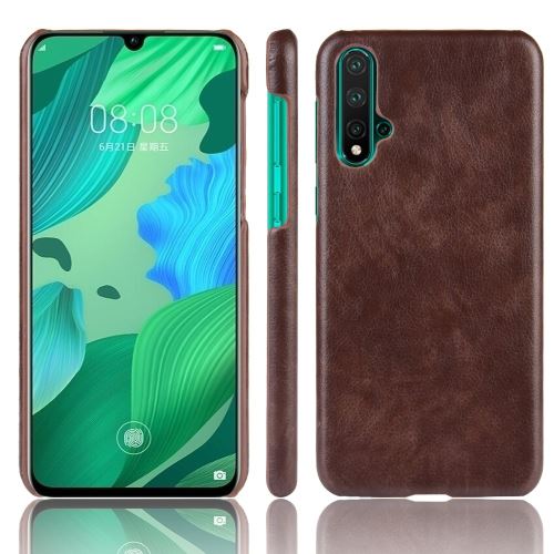 Coque en TPU + PU litchi marron pour votre Huawei Nova 5/Nova 5 Pro