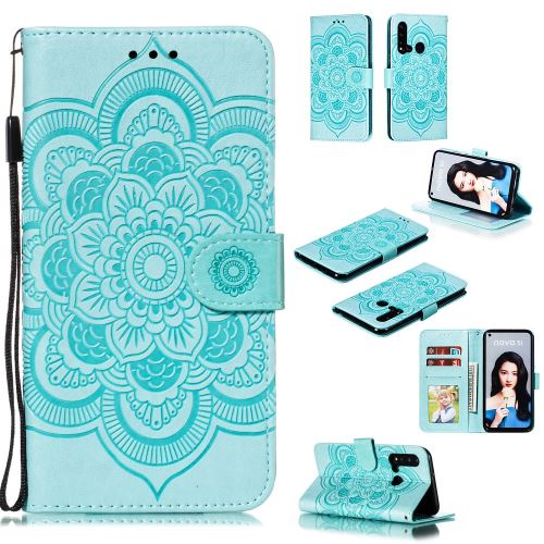 Etui en PU fleur de mandala cyan pour votre Huawei P20 lite (2019)/Nova 5i