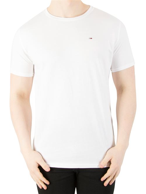 Tommy Jeans Homme T-shirt original en jersey, Blanc
