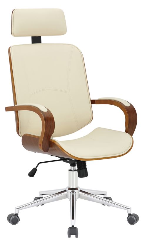 Fauteuil de bureau Dayton en similicuir - Couleur Noyer/Crème