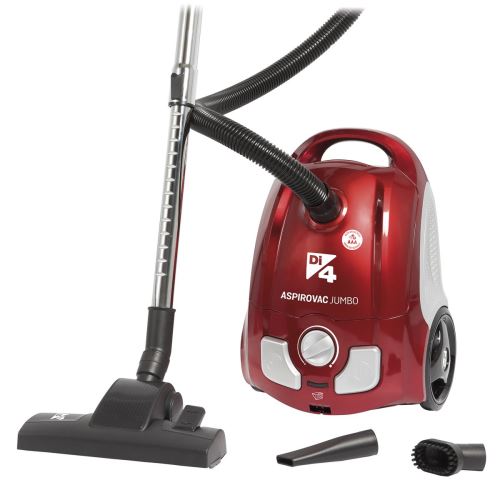 Di4 aspirovac Jumbo – Aspirateur avec sac 3,5 l, 800 W, couleur rouge et argent [Classe énergétique A]