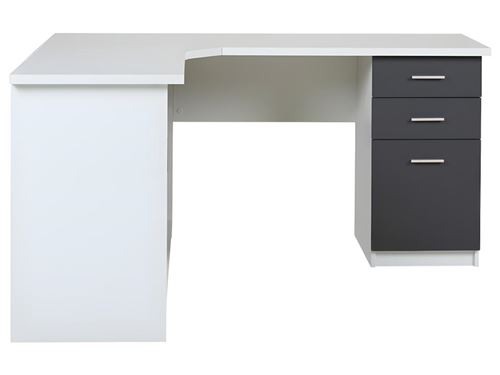 Bureau D Angle Norwy 2 Portes 2 Tiroirs Blanc Gris Achat