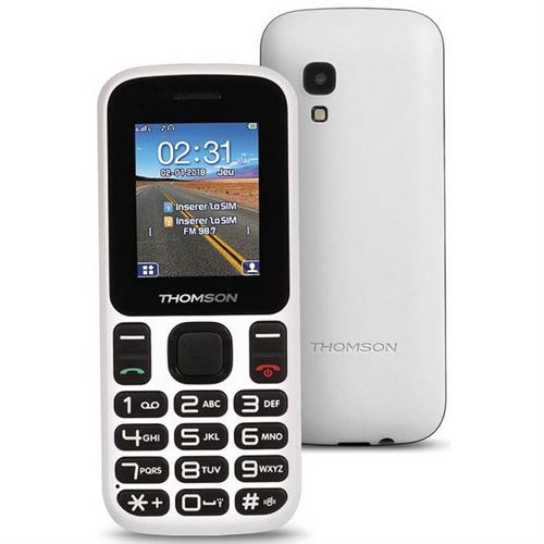 Thomson T Link 12 - Téléphone mobile - double SIM - microSD slot - GSM - 128 x 160 pixels - TFT - 0,3 MP - blanc