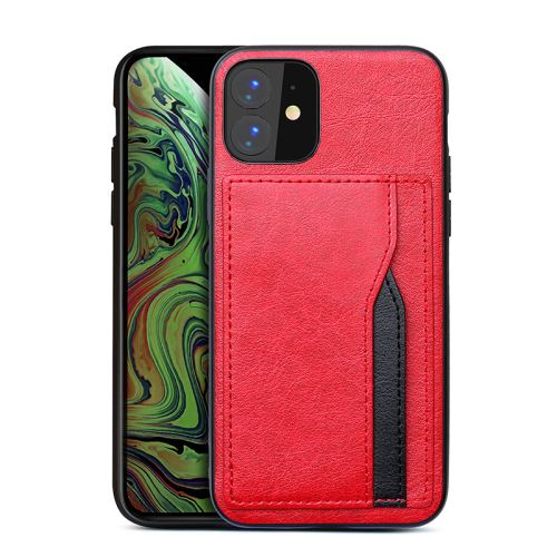 Coque en cuir avec fente carte pour Apple iPhone 11 6.1 - Rouge