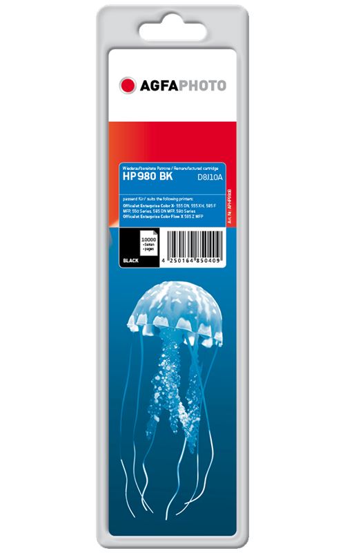 AgfaPhoto Noir cartouche d'encre (alternative pour : HP 980, HP D8J10A) pour HP Officejet X585; Officejet Managed Color MFP…