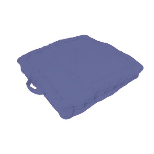 Galette de chaise tapissier Panama en coton - L 40 x l 40 x H 8 cm - Bleu