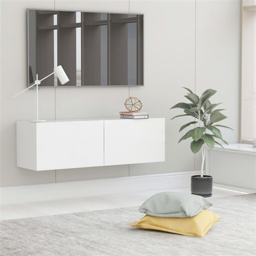 Meuble TV Blanc 100x30x30 cm Bois d'ingénierie