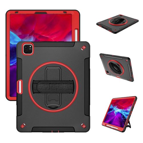 Générique Rose Coque En Tpu + Silicone Combo Avec Béquille Pivotante À 360° Et Sangle Pratique Pour Votre Apple Ipad Pro 12.9 Pouces (2020)/(2018) - Image 1