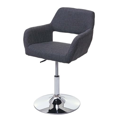 Chaise de salle à manger MENDLER HWC-A50 III tissu gris foncé pied en métal aspect chromé