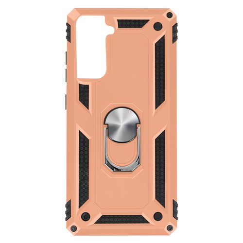 Coque pour Samsung Galaxy S21 Antichoc Bi-matière Bague Support Vidéo rose gold