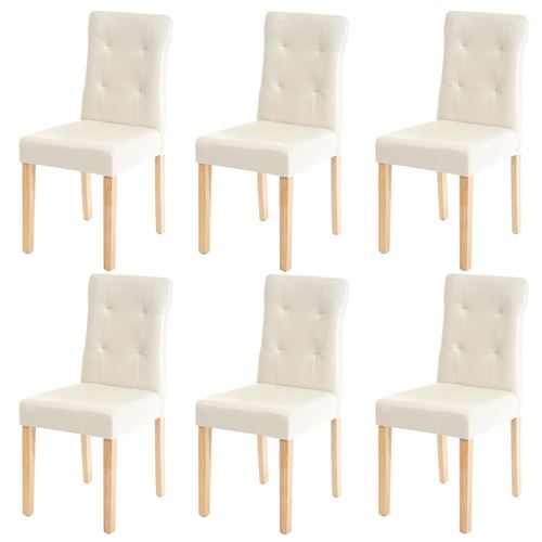 6x chaise de salle à manger MENDLER HWC-E58, fauteuil similicuir crème, pieds clairs