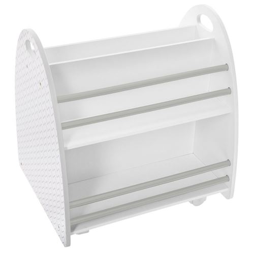Bibliothèque enfant roulettes gris Atmosphera
