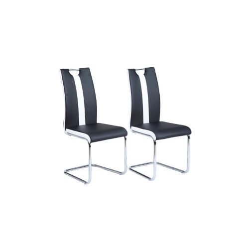 Jade Lot De 2 Chaises De Salle A Manger - Simili Noir Et Blanc - Style Contemporain - L 43 X P 58 Cm
