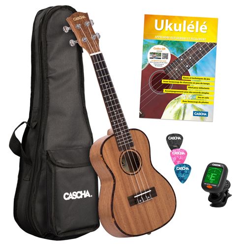 Cascha HH 2036 FR pack ukulélé concert Premium Mahogany (français)