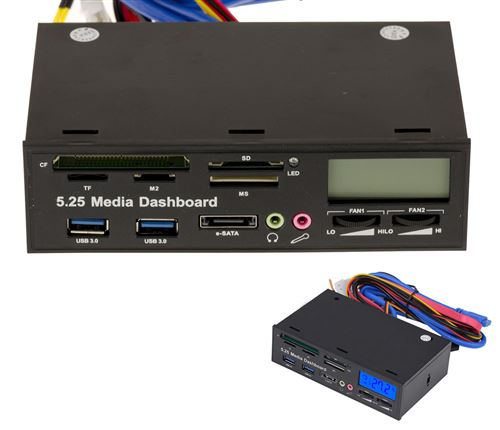 Façade avant USB eSATA SON SD CF Avec sonde température et réglage des ventilateurs