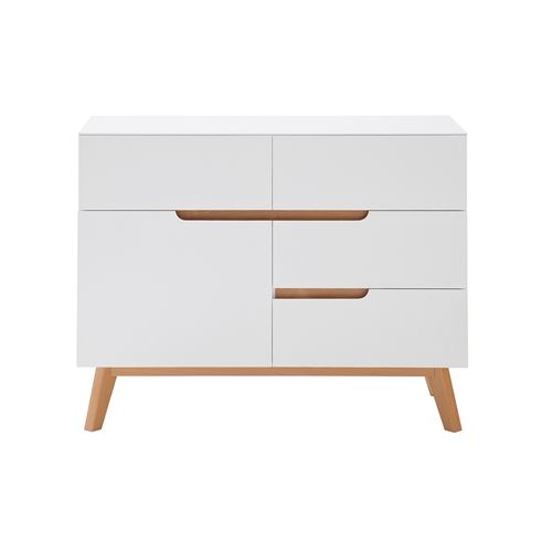 Buffet scandinave haut blanc mat et chêne SKIVE