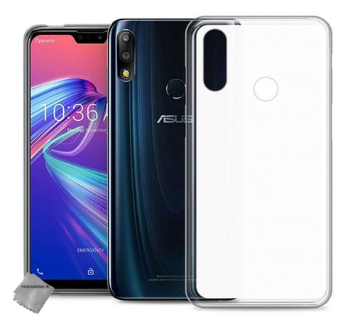 Housse etui coque pochette silicone gel fine pour Asus Zenfone Max Pro M2 ZB631KL + verre trempe - BLANC TRANSPARENT - htdmobiles