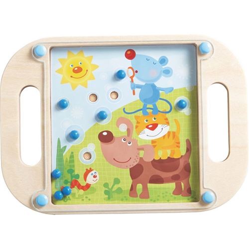 Jeu d'adresse en bois pyramide d'animaux Haba