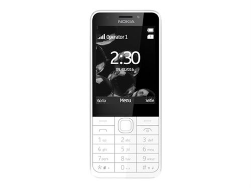 NOKIA  230 Dual SIM - T&eacute;l&eacute;phone de service - double SIM - RAM 16 Mo - microSD slot - &Eacute;cran LCD - 320 x 240 pixels - rear camera 2 MP - front camera 2 MP - argent 