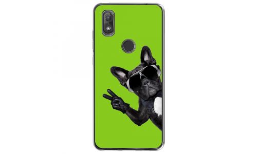 Coque souple pour Wiko View 2 avec impression Motifs chien à lunettes sur fond vert