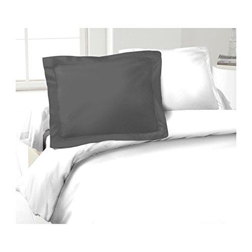 LOVELY HOME Lot de 2 Taies d'Oreillers 100% coton 50x70 cm gris foncé