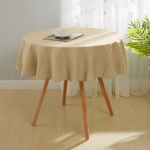 Deconovo Nappe Polyester Ronde Taupe Impermeable Nappe pour Table Basse de Salon 150cm pour Enfant Garcon Anniversaire