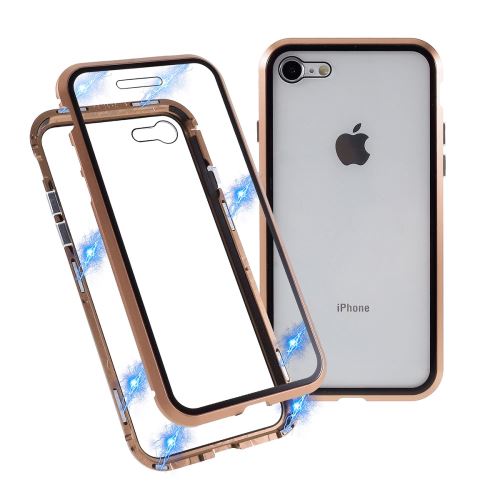 Bumper en métal touche magnétique complète or pour votre Apple iPhone 8/7 4.7 pouces