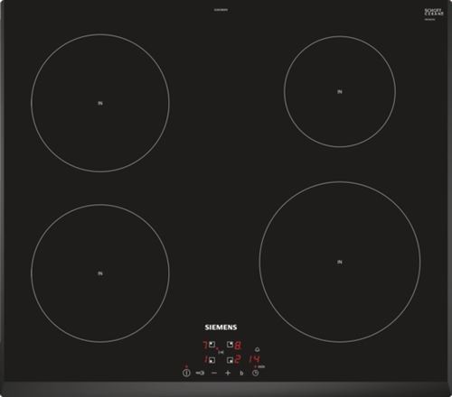 Siemens Eu651beb1e Table De Cuisson Induction - 4 Zones - 4600w Max - L59,2 X P52,2cm - Revetement Verre - Coloris Noir