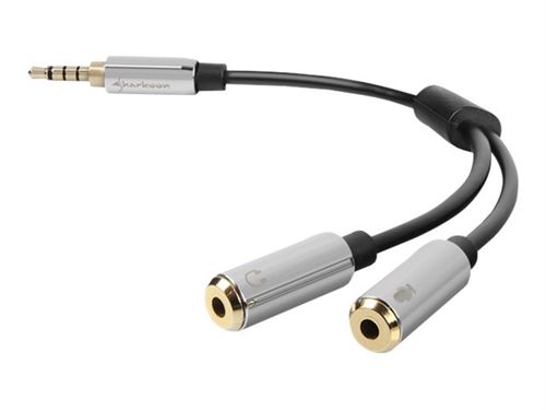 Sharkoon 0.12m. 3.5mm/2x3.5mm audio cable Black. Silver