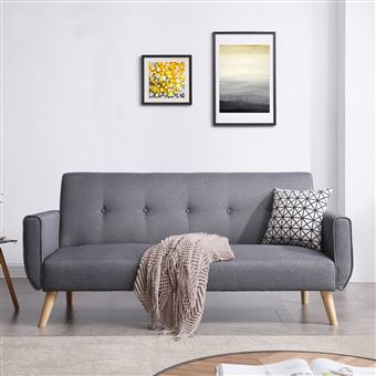 Le Linnea : Canapé scandinave convertible 3 places gris